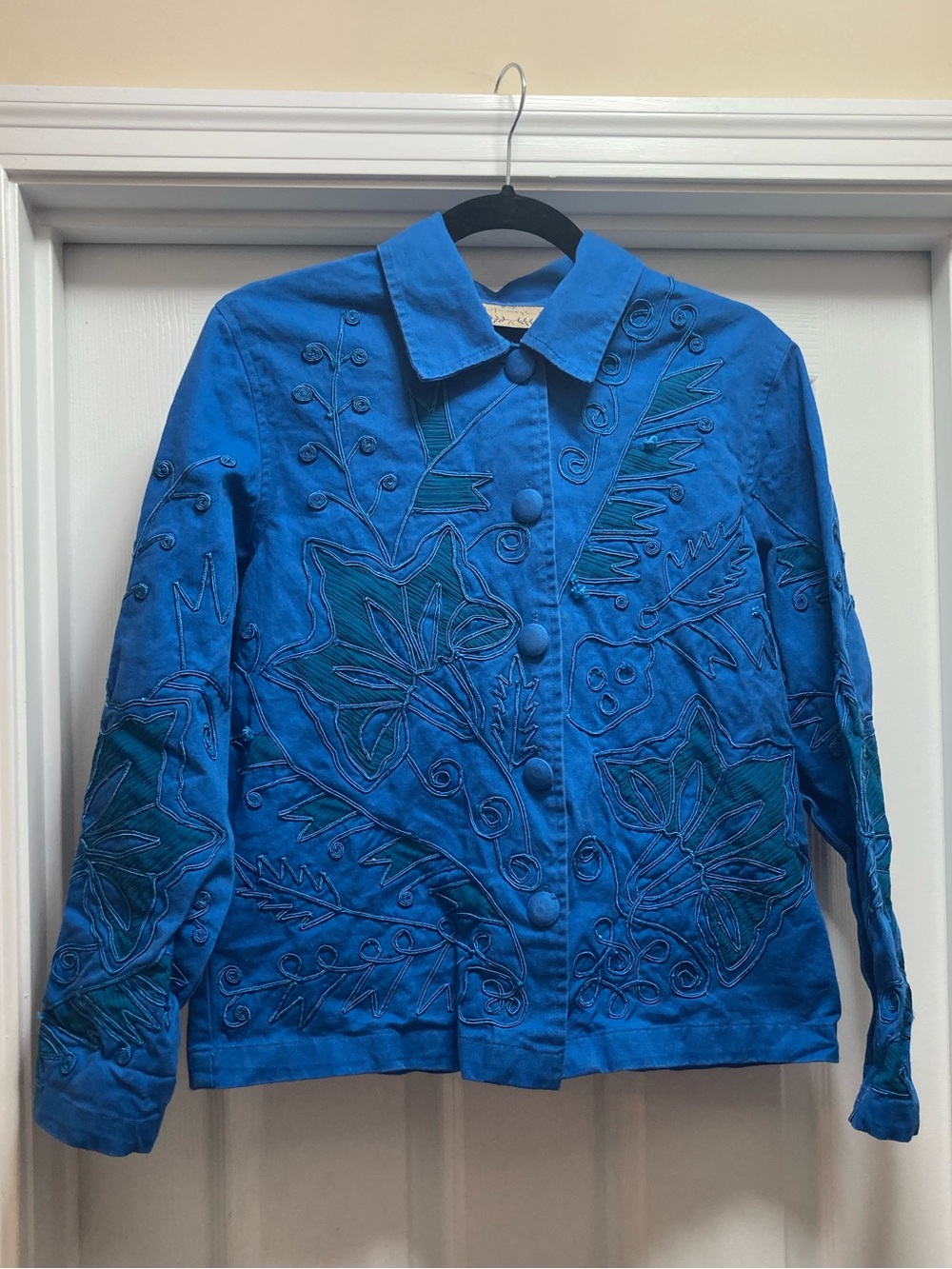 LIFE STYLE Rare Vintage Embroidered Cotton Shirt Jacket - Size Medium